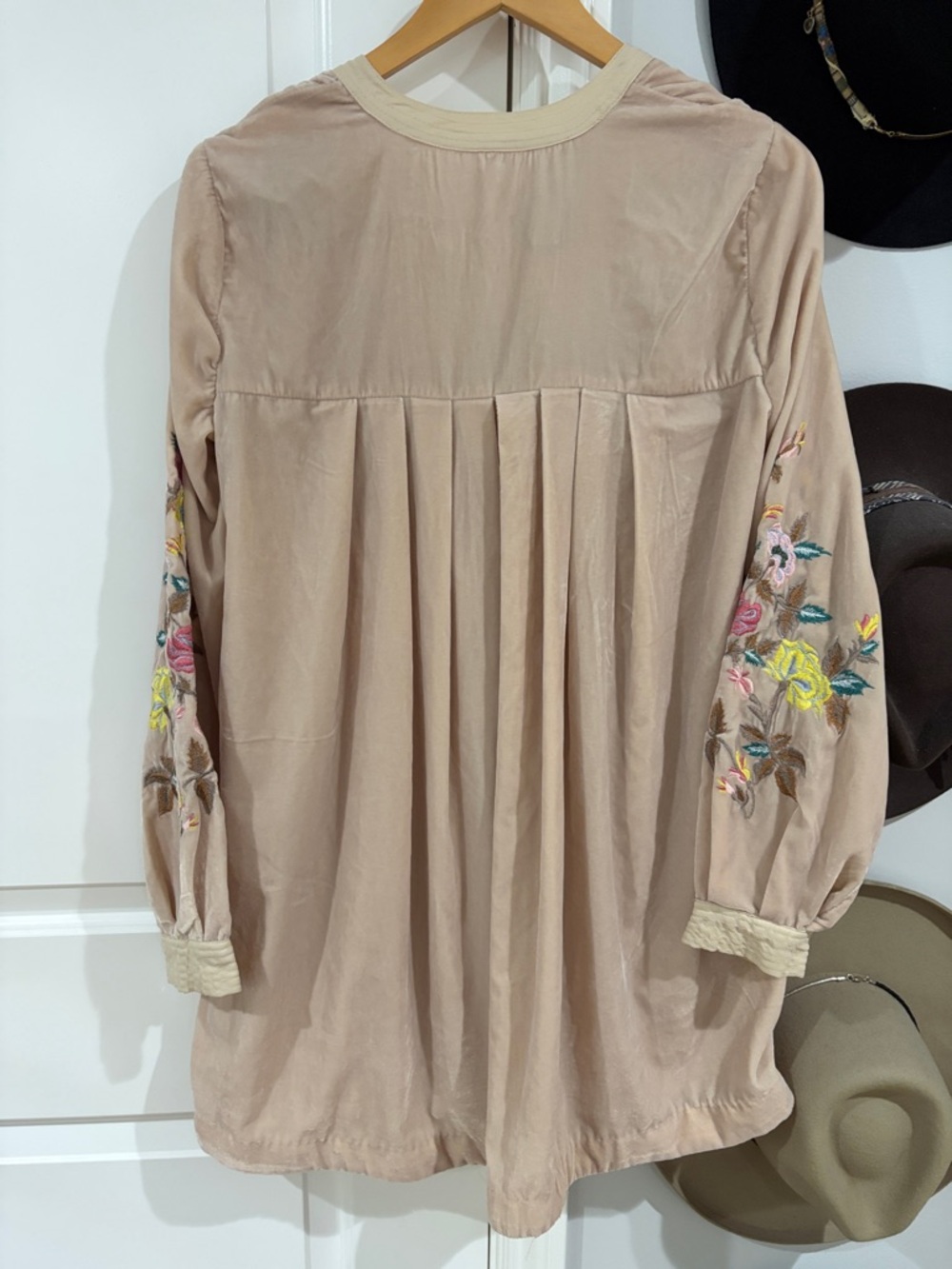 Free People Blush Pink Velvet Embroidered Mini Dress - Picture 6 of 7